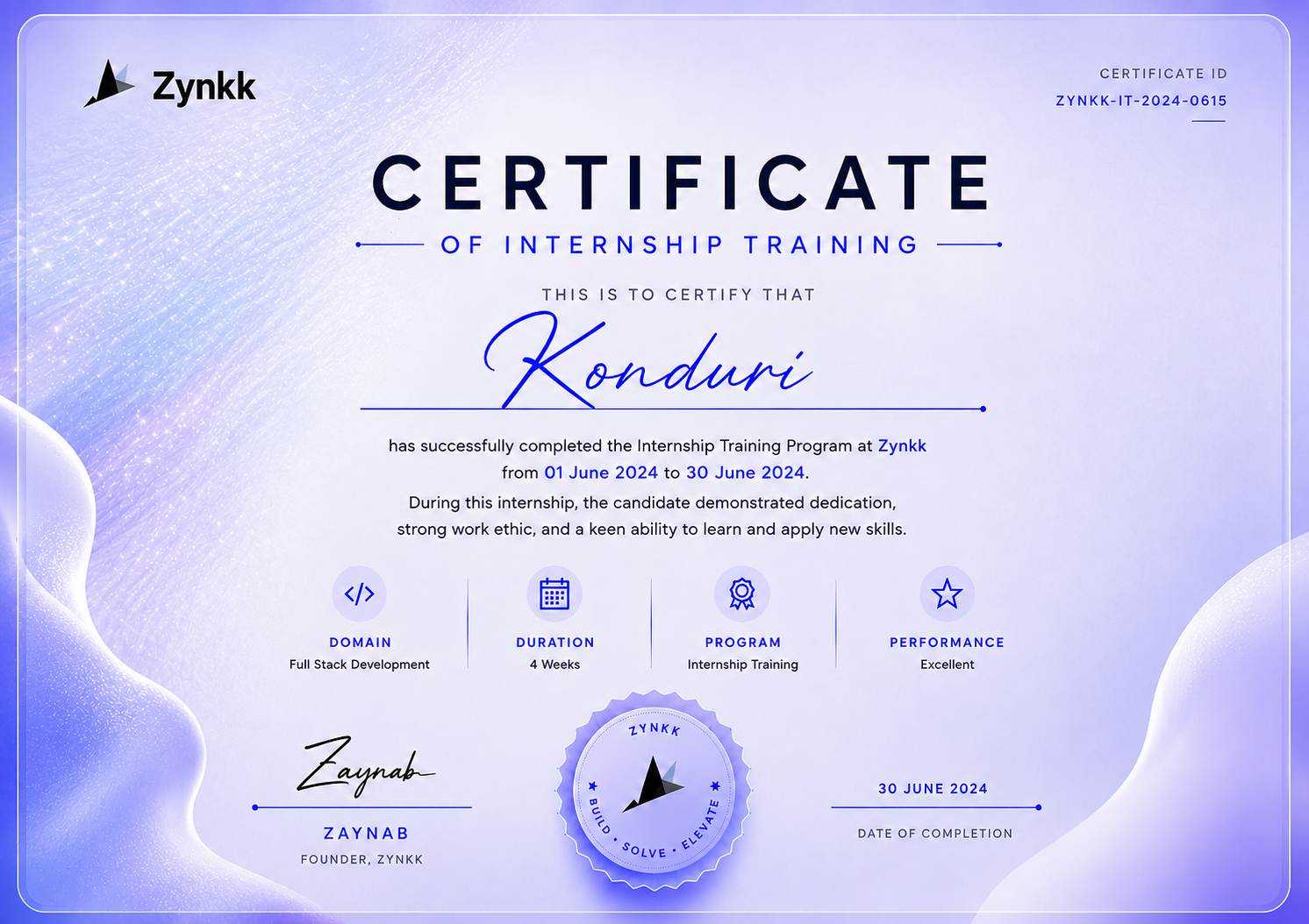 Zaynab Certificate